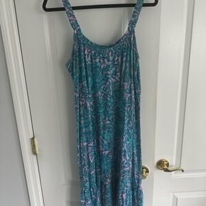Lilly Pulitzer Teal and Pink Midi Dress